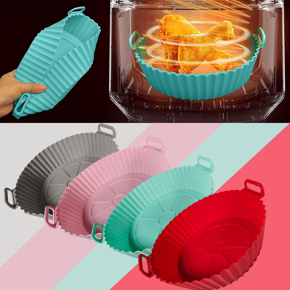 22/24 cm runde Silikon-Luftfritteusen-Backkorbeinlage, wiederverwendbar, leicht zu reinigen, Airfryers-Tablett, BBQ-Pizza-Teller, Brathähnchen-Ofen-Grillpfanne für die Küche 24CM grau 22/24 cm runde Silikon-Luftfritteusen-Backkorbeinlage, wiederverwendbar, leicht zu reinigen, Airfryers-Tablett, BBQ-Pizza-Teller, Brathähnchen-Ofen-Grillpfanne für die Küche 24CM grau von Joom DACH