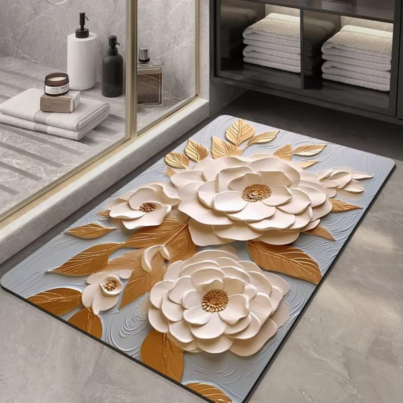 Badezimmer-Verdickungsmatte mit Kieselalgendruck, rutschfeste Badteppiche im Waschbecken, Badewannen-Seitenbodenteppich, Duschraum-Fußmatte, Memory Foam-3D-Pad 400mm*600mm Badezimmer-Verdickungsmatte mit Kieselalgendruck, rutschfeste Badteppiche im Waschbecken, Badewannen-Seitenbodenteppich, Duschraum-Fußmatte, Memory Foam-3D-Pad 400mm*600mm von Joom DACH