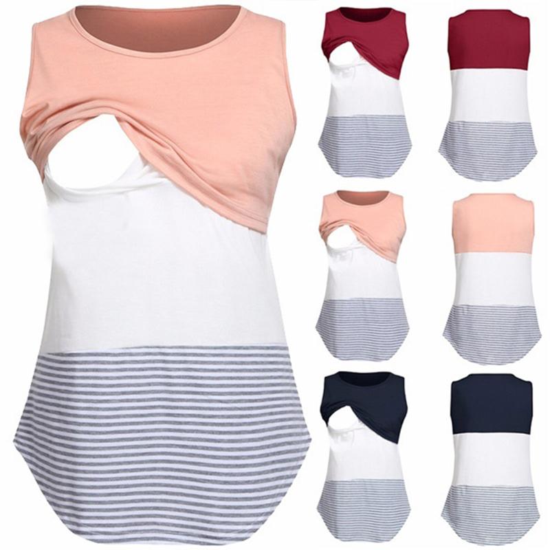 Bequemes Schwangerschaftsshirt für Stillzeit, Rundhalsausschnitt, ärmellos, gestreift, Gravida-Kleidung, Umstandsshirt für Damen L dunkelblau Bequemes Schwangerschaftsshirt für Stillzeit, Rundhalsausschnitt, ärmellos, gestreift, Gravida-Kleidung, Umstandsshirt für Damen L dunkelblau von Joom DACH
