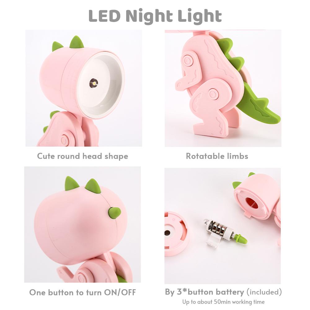 Cartoon-Nachtlicht für Kinder, Mini-Dinosaurier-LED-Schreibtischlampen, niedlich, tragbar, mit verstellbarem Winkel rosa Cartoon-Nachtlicht für Kinder, Mini-Dinosaurier-LED-Schreibtischlampen, niedlich, tragbar, mit verstellbarem Winkel rosa von Joom DACH