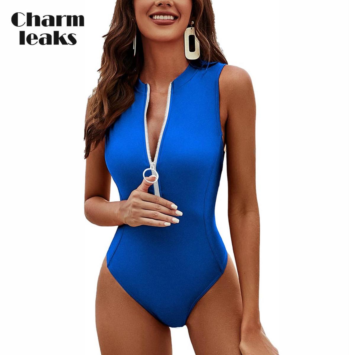 Charmleaks Damen-Badeanzug, athletisch, einteilig, Reißverschluss, Racerback, Stehkragen, vollständiger Bedeckungs-Badeanzug S aqua blau Charmleaks Damen-Badeanzug, athletisch, einteilig, Reißverschluss, Racerback, Stehkragen, vollständiger Bedeckungs-Badeanzug S aqua blau von Joom DACH