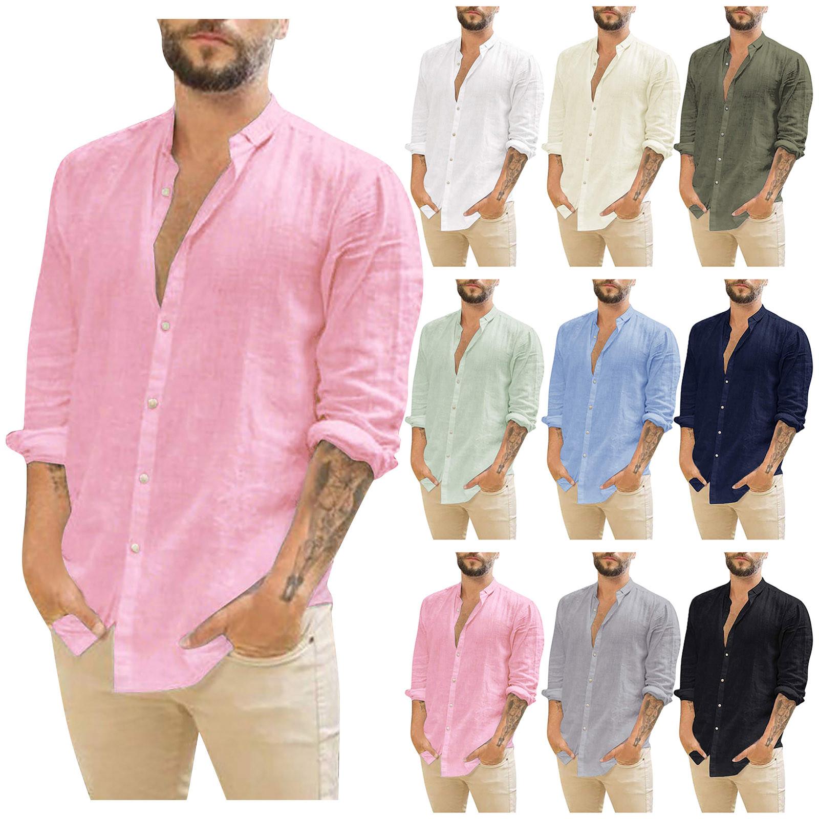 Designer Frühling Sommer Männer Casual Baumwolle Leinen Einfarbig Langarm Shirts Lose Stehkragen Shirts L beige Designer Frühling Sommer Männer Casual Baumwolle Leinen Einfarbig Langarm Shirts Lose Stehkragen Shirts L beige von Joom DACH