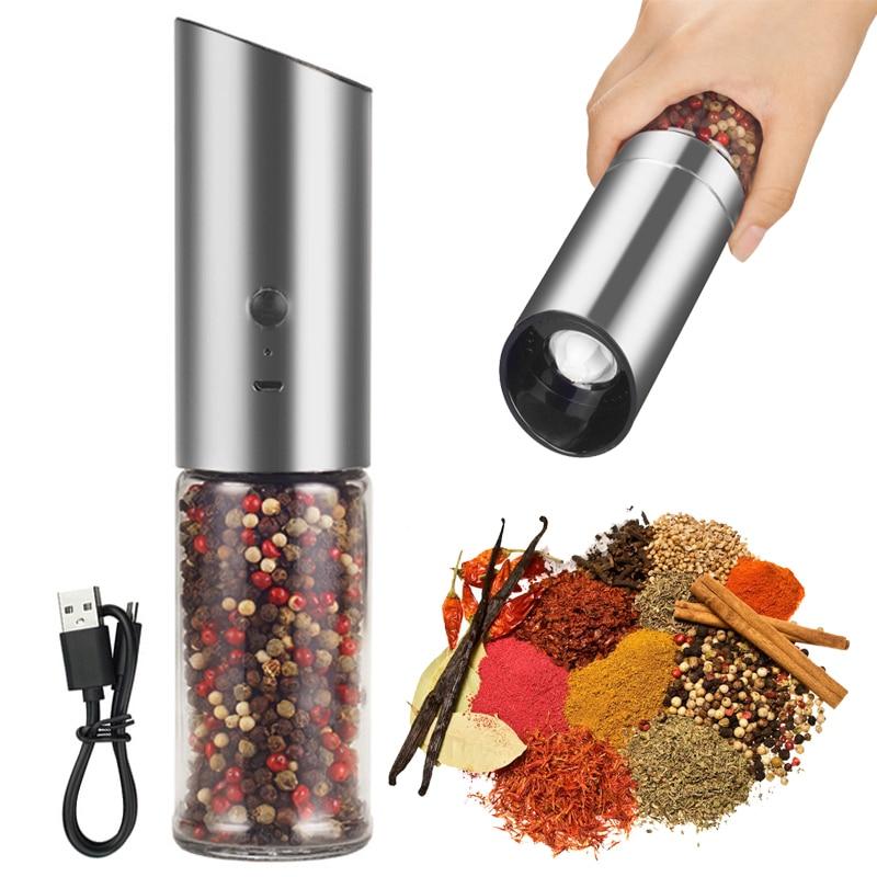 Elektrische Salz- und Pfeffermühle, wiederaufladbare USB-Pfeffermühle, einstellbare Grobheit, automatische Gewürzmühle, Küchenwerkzeug Elektrische Salz- und Pfeffermühle, wiederaufladbare USB-Pfeffermühle, einstellbare Grobheit, automatische Gewürzmühle, Küchenwerkzeug von Joom DACH