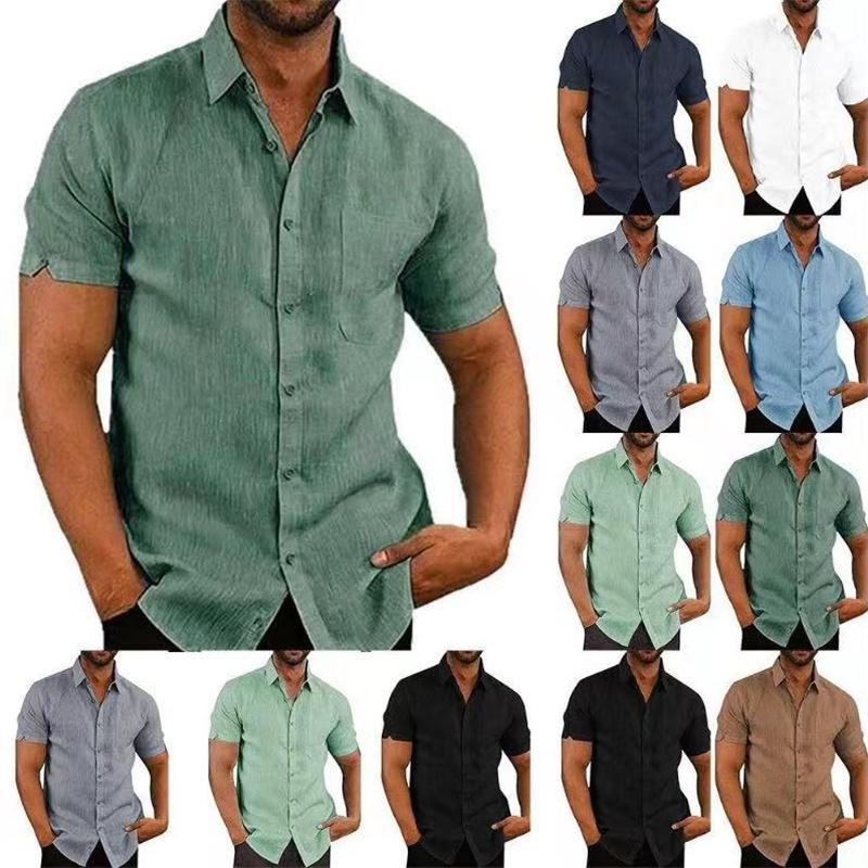 Europäische Größe Blusen Männer Sommer Revers Einfarbig Männer Kleidung Kurzarm Taste Männer Hemd Plus Größe XXL Europäische Größe Blusen Männer Sommer Revers Einfarbig Männer Kleidung Kurzarm Taste Männer Hemd Plus Größe XXL von Joom DACH