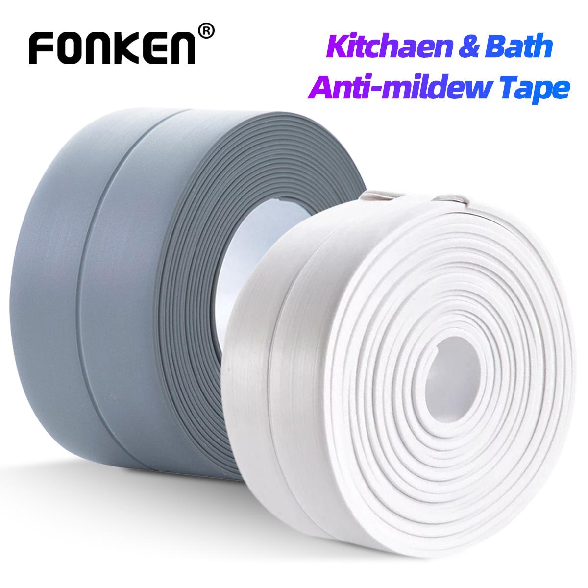 Fonken Tapeten-PVC-Rissband für Badezimmer und Küche, Anti-Schimmel, wasserdichte Versiegelung, Waschbeckenband, Tapetenbordüre, selbstklebendes Klebeband 3.2m*2.2cm weiß Fonken Tapeten-PVC-Rissband für Badezimmer und Küche, Anti-Schimmel, wasserdichte Versiegelung, Waschbeckenband, Tapetenbordüre, selbstklebendes Klebeband 3.2m*2.2cm weiß von Joom DACH