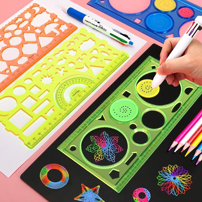 Geometrie-Spirograph-Zeichenschablonen-Set, Malvorlage, Kunsthandwerk, kreatives Lernspielzeug für Kinder, verschiedene Blumen, Lineal rosa Geometrie-Spirograph-Zeichenschablonen-Set, Malvorlage, Kunsthandwerk, kreatives Lernspielzeug für Kinder, verschiedene Blumen, Lineal rosa von Joom DACH