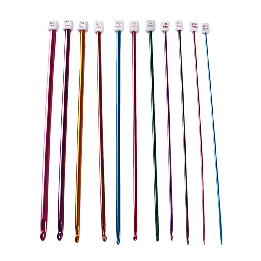 Häkelnadeln, 11er-Pack, verschiedene tunesische afghanische Aluminium-Stricknadeln, Set mit Häkelwerkzeug mit Kapuze Häkelnadeln, 11er-Pack, verschiedene tunesische afghanische Aluminium-Stricknadeln, Set mit Häkelwerkzeug mit Kapuze von Joom DACH