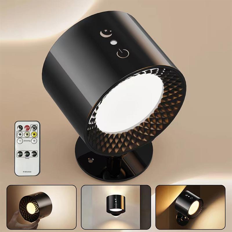 LED-Wandleuchte mit Touch-Steuerung und Fernbedienung, 360 Grad drehbar, USB-aufladbar, kabellos, tragbares Nachtlicht für Schlafzimmer, Leselampe schwarz LED-Wandleuchte mit Touch-Steuerung und Fernbedienung, 360 Grad drehbar, USB-aufladbar, kabellos, tragbares Nachtlicht für Schlafzimmer, Leselampe schwarz von Joom DACH