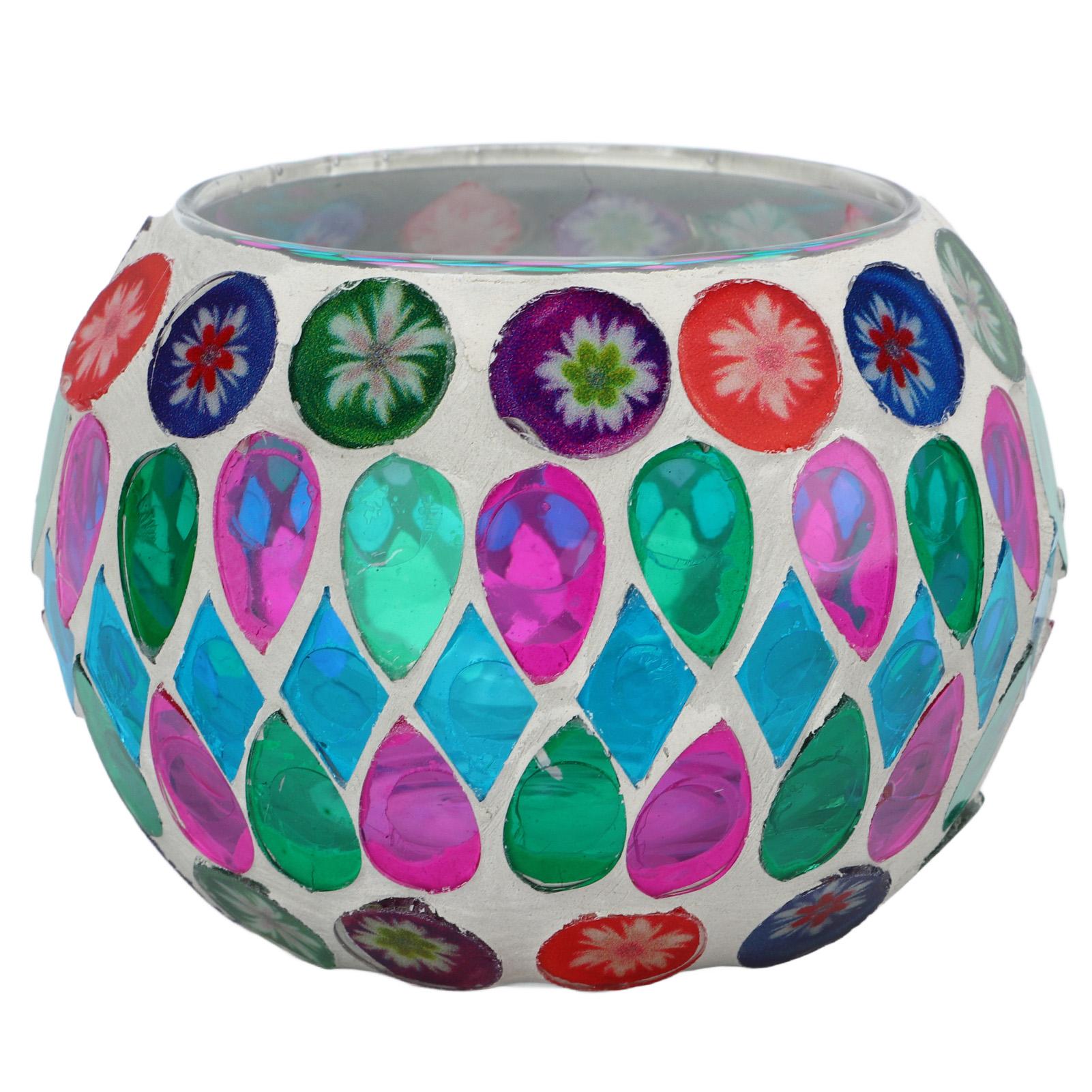 Mosaik-Teelichthalter, Mosaikglas, lebendige Farben, exquisites Muster, Glaskerzenhalter für Kerzen Mosaik-Teelichthalter, Mosaikglas, lebendige Farben, exquisites Muster, Glaskerzenhalter für Kerzen von Joom DACH