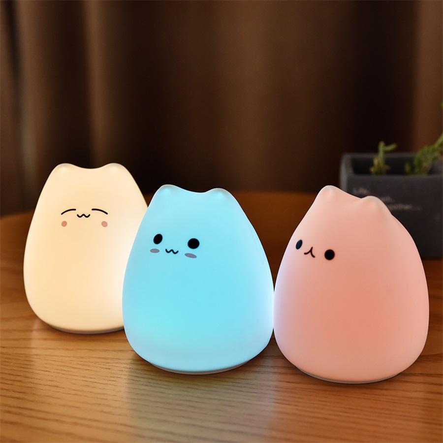 Silikon-Touch-Sensor-LED-Nachtlicht für Kinder, Babys, Kinder, 7 Farben, 2 Modi, Katze, LED, USB, LED-Nachtlampe style C Silikon-Touch-Sensor-LED-Nachtlicht für Kinder, Babys, Kinder, 7 Farben, 2 Modi, Katze, LED, USB, LED-Nachtlampe style C von Joom DACH