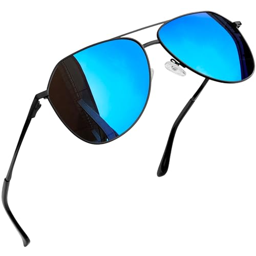 Joopin Sonnenbrille Herren Verspiegelt Blau und Polarisierte Sonnenbrille Damen Groß UV400 mit Metallrahmen für Fahren und Tourismus (Blau Verspiegelte) von Joopin