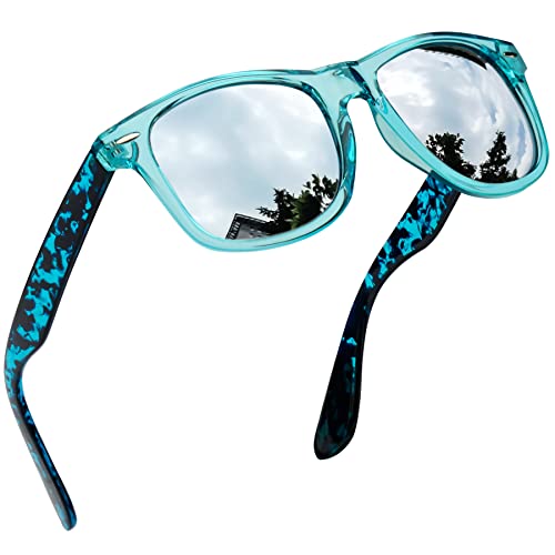 Joopin Polarisierte Sonnenbrille Herren Sliber Verspiegelt UV400 Unisex Spiegel Rechteckige Sonnenbrille Damen Retro Stil für Fahren und Tourismus (Blau Verspiegelt Silber) von Joopin