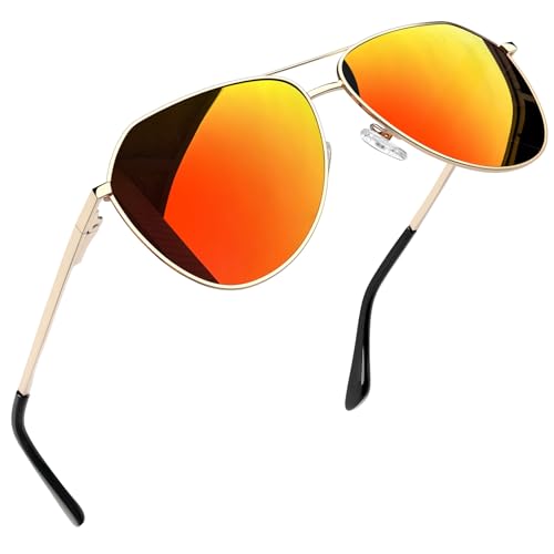 Joopin Sonnenbrille Damen Polarisiert Orange Rot Verspiegelt Metallrahmen und Sonnenbrille Herren Polarisiert UV400 für Fahren und Tourismus Sunglasses Men Women(Orange Rot Verspiegelte) von Joopin