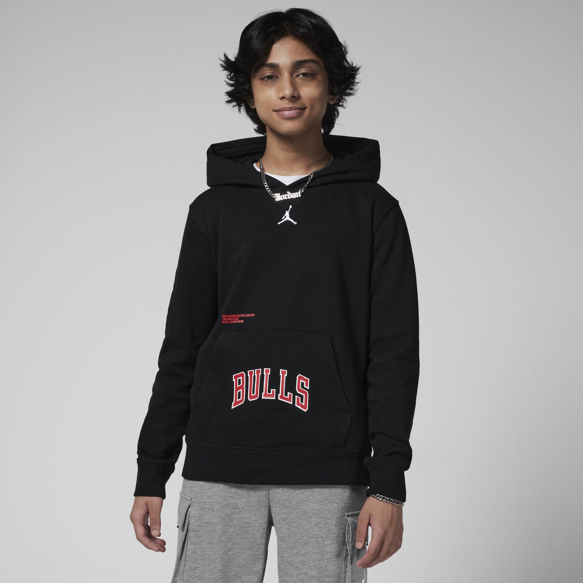 Chicago Bulls Courtside Statement Edition Jordan NBA-Fleece-Hoodie für ältere Kinder - Schwarz von Jordan