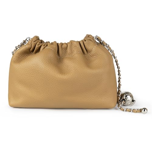 Leder Kleine Crossbody Tasche für Frauen Trendy Knödeltasche geraffte Clutch Geldbörse für Frauen Abendtasche Wolke Geldbörse Hobo Bag, Khaki von Joryin