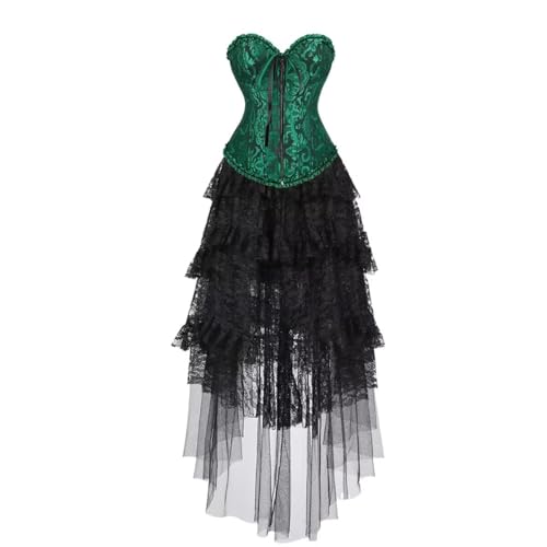 Josamogre Corsage Grün Korsett Dress Kleid korsettkleid Damen Top Corset Bustier Große Größe Reißverschluss Blumen Gothic Vintage Frauen 3XL Josamogre Corsage Grün Korsett Dress Kleid korsettkleid Damen Top Corset Bustier Große Größe Reißverschluss Blumen Gothic Vintage Frauen 3XL von Josamogre