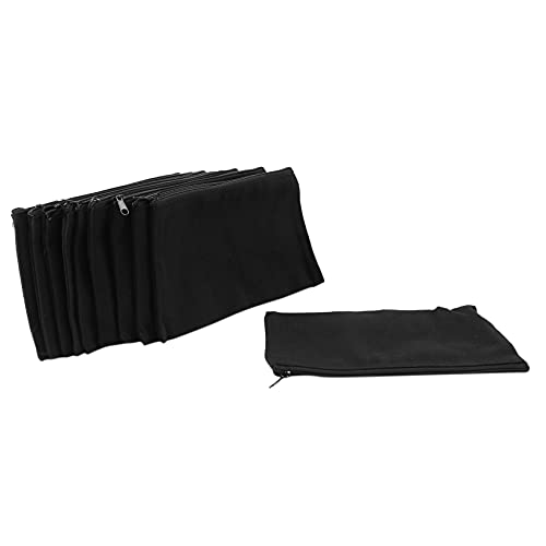 Joselin 10 StüCk Leinwand ReißVerschluss Beutel Leinwand Make-Up Bleistiftetui Leere DIY Basteltaschen für Reisen DIY Bastelschule, Schwarz von Joselin