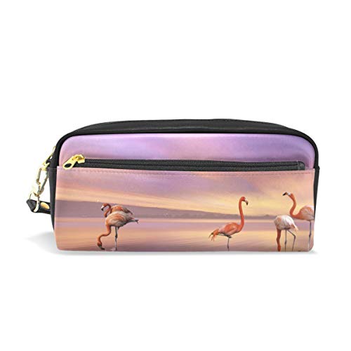 Federmäppchen Flamingo Strand Sonnenuntergang Große Kapazität Stifttasche Make-up Tasche Langlebig Studenten Schreibwaren Kosmetiktasche mit Doppelreißverschluss von Josid