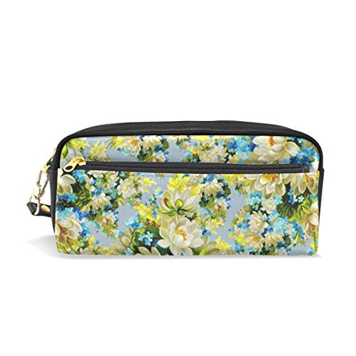 Federmäppchen mit blühenden Blumen, großes Fassungsvermögen, Stifttasche, Make-up-Tasche, langlebig, für Studenten, Schreibwaren, Kosmetiktasche mit doppeltem Reißverschluss von Josid