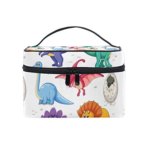 Reise-Make-up-Tasche, tragbar, Cartoon-Dinosaurier-Druck, Kosmetiktasche, praktischer Kulturbeutel, Organizer für Damen, Mädchen von Josid