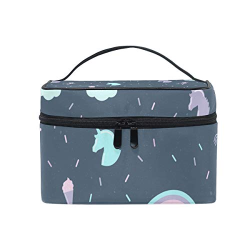 Reise-Make-up-Tasche, tragbar, Einhorn mit Regenbogen-Design, Kosmetiktasche, praktischer Kulturbeutel, Organizer für Damen, Mädchen von Josid