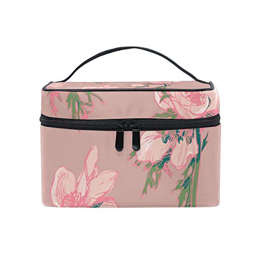 Reise-Make-up-Tasche, tragbar, rosa Blumen, Kosmetiktasche, praktischer Kulturbeutel, Organizer für Damen, Mädchen von Josid