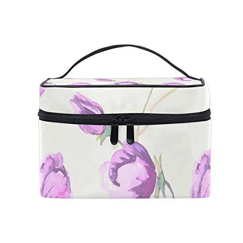 Reise-Make-up-Tasche, tragbar, violette Blumen, Kosmetiktasche, praktischer Kulturbeutel, Organizer für Damen, Mädchen von Josid