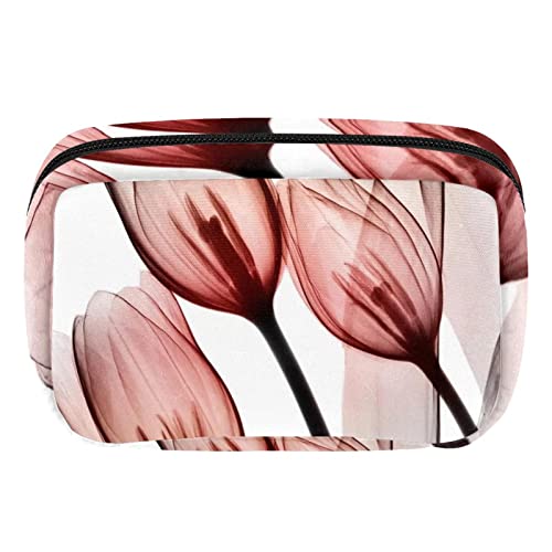 Kosmetiktasche, tragbare Make-up-Tasche für Damen, Kulturbeutel, Kulturbeutel, Bleistifttasche, Kosmetiktasche für Geldbörse, Reise, Beauty, Reißverschluss, Organizer, Tulpen, Mehrfarbig 1, von Josidd