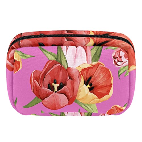 Kosmetiktasche, tragbare Make-up-Tasche für Damen, Kulturbeutel, Kulturbeutel, Bleistifttasche, Kosmetiktasche für Geldbörse, Reise, Beauty, Reißverschluss, Organizer-Tasche, Rot / Grün, Mehrfarbig 7, von Josidd