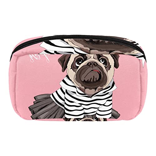 Kosmetiktasche, tragbare Make-up-Tasche für Damen, Kulturbeutel, Kulturbeutel, Bleistifttasche, Kosmetiktasche für Geldbörse, Reisen, Beauty-Organizer, Tasche, Weihnachten, Hund, Welpen, Mops, Dackel, von Josidd