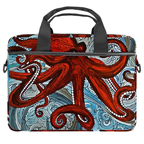 Laptop-Hülle, 33-36,8 cm (13 - 14,5 Zoll), roter Oktopus, Schutzhülle, tragbar, Computer-Notebook-Tragetasche, Aktentasche, Nachrichten-Tasche, Mehrfarbig 5, 11x14.5x1.2in /28x36.8x3 cm, Aktentasche von Josidd