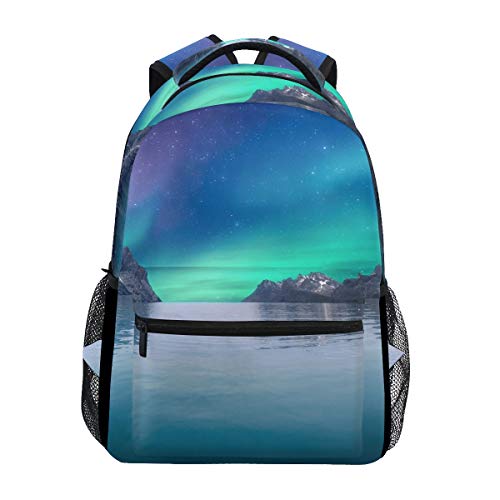 Modischer Laptop-Rucksack für Herren und Damen, Aurora Borealis Nordlichter, Meer, Reisen, Schulterrucksack, Wandertasche, Rucksack, Büchertasche für Studenten, Mehrfarbig 1, Einheitsgröße, Casual von Josidd