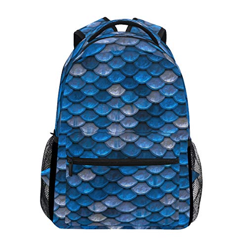 Modischer Laptop-Rucksack für Herren und Damen, blaue Fischschuppe, modisch, lässig, Schultasche, Reisetasche, Tagesrucksack, Mehrfarbig 1, Einheitsgröße, Casual von Josidd