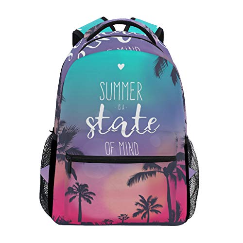 Modischer Laptop-Rucksack für Herren und Damen, bunter Sommer-Sonnenuntergang mit Kokosnussbaum, Reise-Schulter-Rucksack, Wandertasche, Rucksack, Büchertasche für Studenten, Mehrfarbig 1, von Josidd