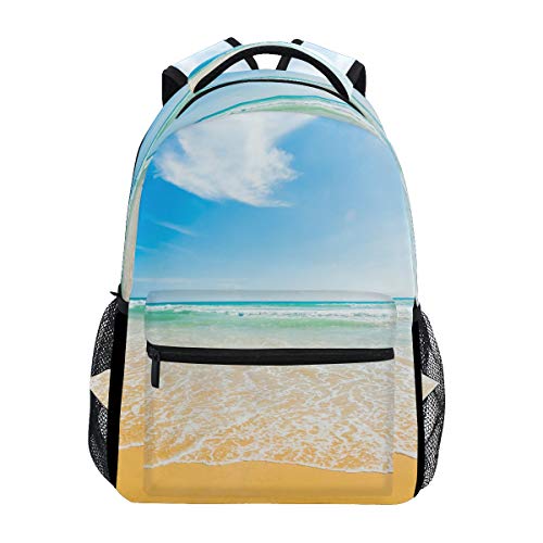 Modischer Laptop-Rucksack für Herren und Damen, tropischer Ozean und Wellen bei Sonnenaufgang auf dem Meer, Reise-Schulter-Rucksack, Wandertasche, Büchertasche für Studenten, Mehrfarbig 1, von Josidd