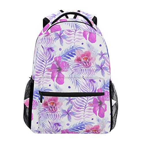 Modischer Laptop-Rucksack für Männer und Frauen, Aquarellfarben, tropische Blumenblätter, Reise-Schulter-Rucksack, Wandertasche, Rucksack, Büchertasche für Studenten, Mehrfarbig 1, Einheitsgröße, von Josidd