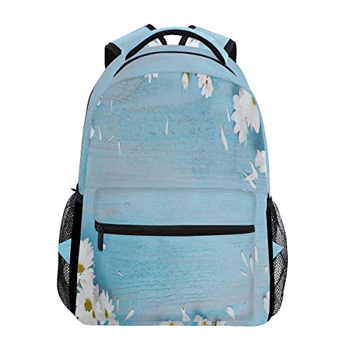 Modischer Laptop-Rucksack für Männer und Frauen, Gänseblümchen auf Holz, Shabby-Oberfläche, Reise-Schulter-Rucksack, Wandertasche, Rucksack, Büchertasche für Studenten, Mehrfarbig 1, Einheitsgröße, von Josidd