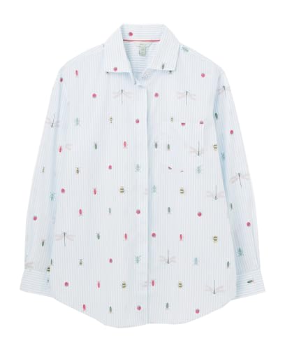 Joules Damen Amilla Drop Shoulder Button Down Shirt, Kreide Blue Bugs, 40 von Joules