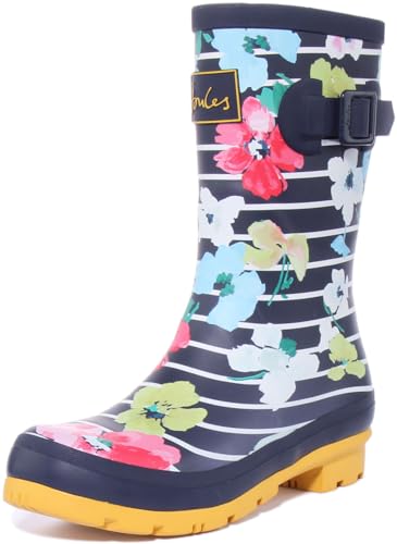 Joules Damen Molly Welly Gummistiefel, Black Stripe Floral, 42 EU von Joules