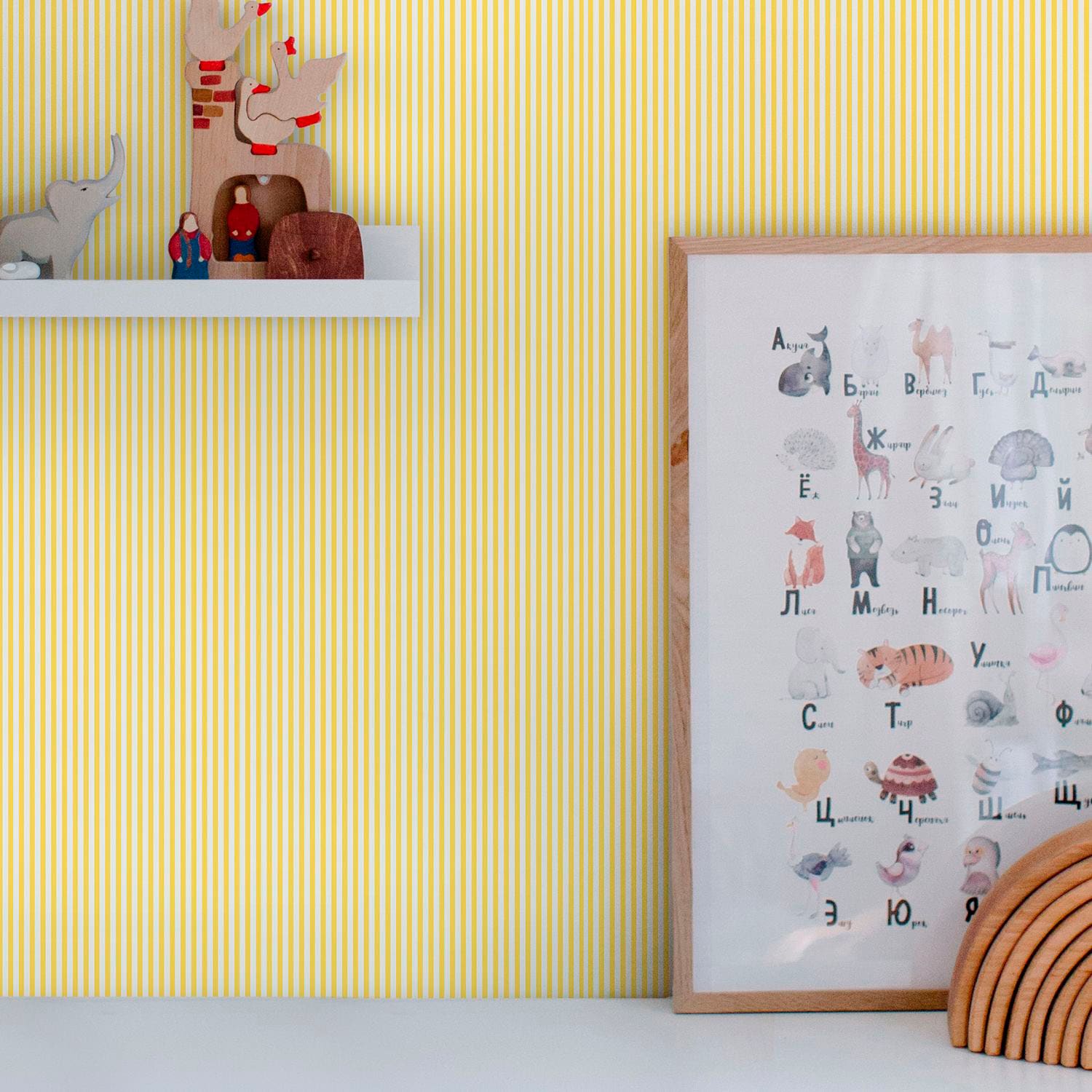 Joules Vliestapete "Country Critters Ticking Stripe Lemon", Motiv, Motiv von Joules