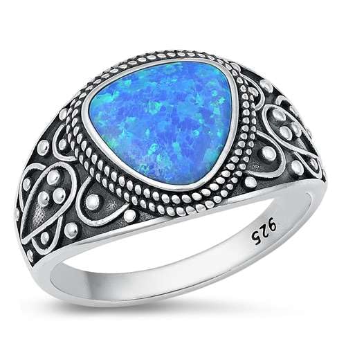 Sterling Silber Blauer Opal Herren Ring von Joyara