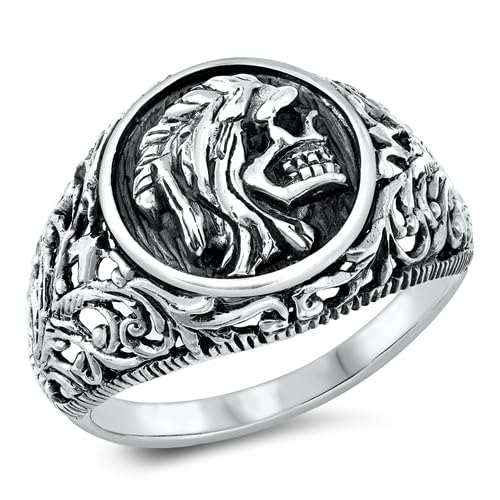 Sterling Silber Totenkopf Herren Ring LTDKLRP143531-70 von Joyara