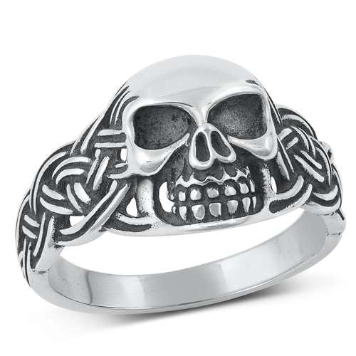 Sterling Silber Totenkopf Herren Ring LTDKLRP144910-100 von Joyara