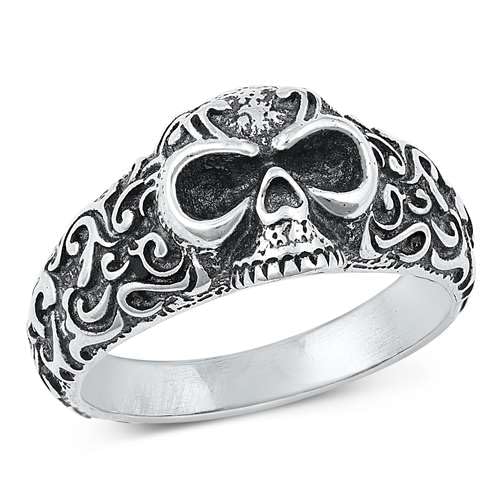 Sterling Silber Totenkopf Herren Ring LTDKLRP145116-100 von Joyara