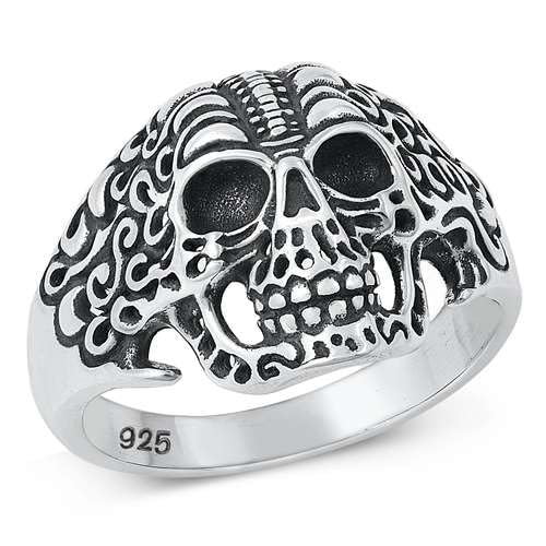 Sterling Silber Totenkopf Herren Ring LTDKLRP145119-70 von Joyara