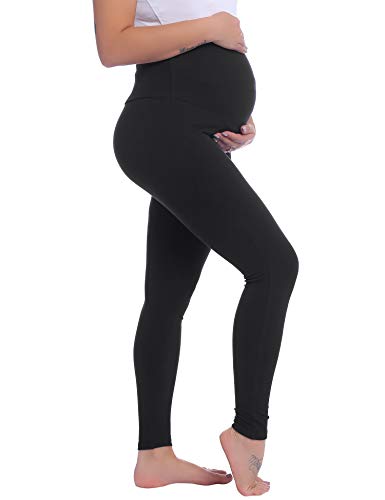 Joyaria Umstandshose Baumwolle Umstand-Leggings Lang Schwangerschaft Hosen High Waist Freizeithose Leicht Yogahose Stretch Schlafanzughose(Schwarz,M) von Joyaria