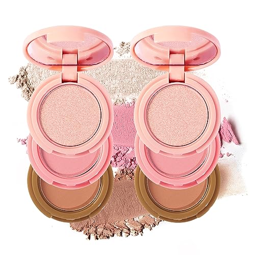 Joyeee 2 PCS Contour & Highlight & Blush Palette, Professional 3 in 1 Makeup Pressed Powder Palette Set mit Spiegel Verblendbare Für Gesicht und Augen, Multifunktions Face Kontur Kit für Frauen#2 von Joyeee