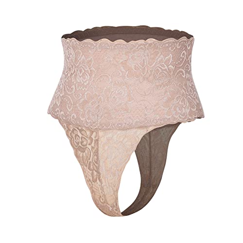 Joyshaper Damen Shapewear Thong Bauchweg Unterhose Taillenformer Mieder String Unsichtbare Spitzen Tanga Unterwäsche Beige 2XL von Joyshaper