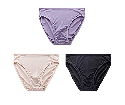 Joyunii Bikini Slip Damen aus 100% Seide Unterhosen Atmungsaktive Panty Hipster Unterwäsche von Joyunii