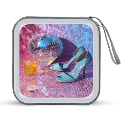 Jubonexis 60er Jahre Disco Ästhetische Getränke High Heels CD-Hülle DVD Aufbewahrungskoffer Tragbar für Auto Zuhause Reisen Jubonexis 60er Jahre Disco Ästhetische Getränke High Heels CD-Hülle DVD Aufbewahrungskoffer Tragbar für Auto Zuhause Reisen von Jubonexis